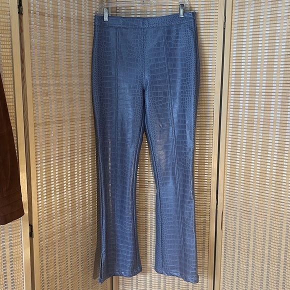Hosbjerg Pants - Hosbjerg Periwinkle Faux Crocodile Flared Leg Pants medium
